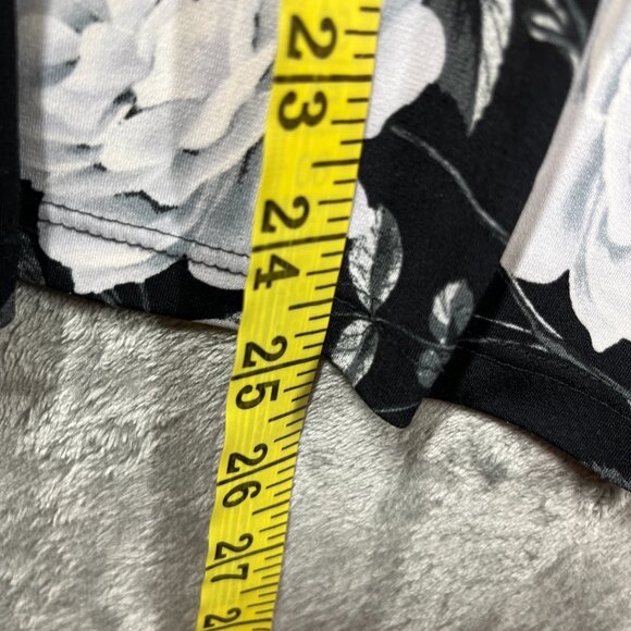 Karl Lagerfeld Paris Blouse Top Womens Size Large 3/4 Sleeve Floral Pleated Bow - Picture 9 of 9